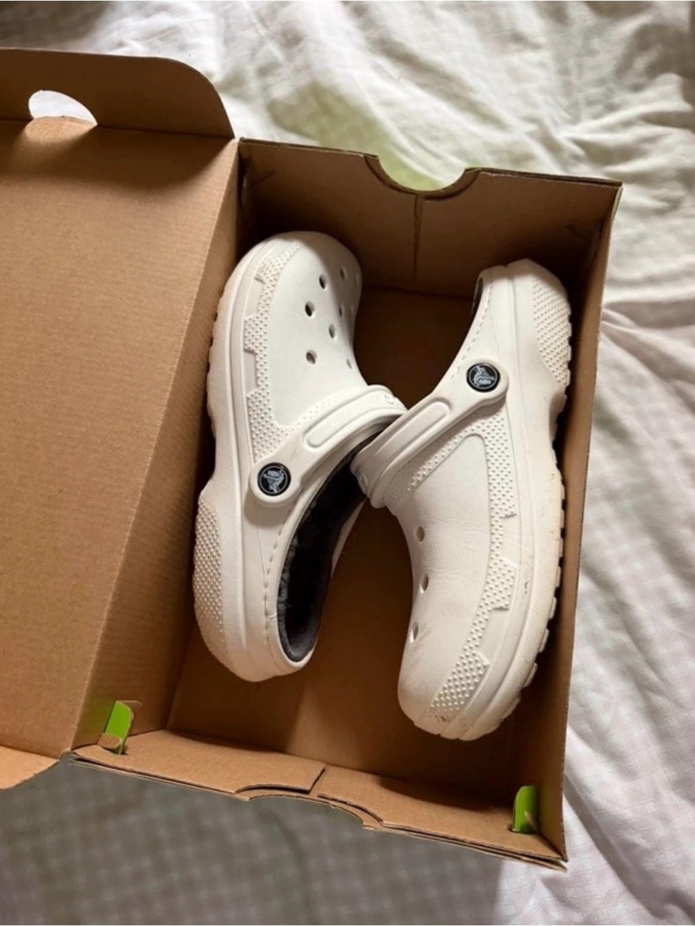 Womens White Slip-On fuzzy Comfort Clogs